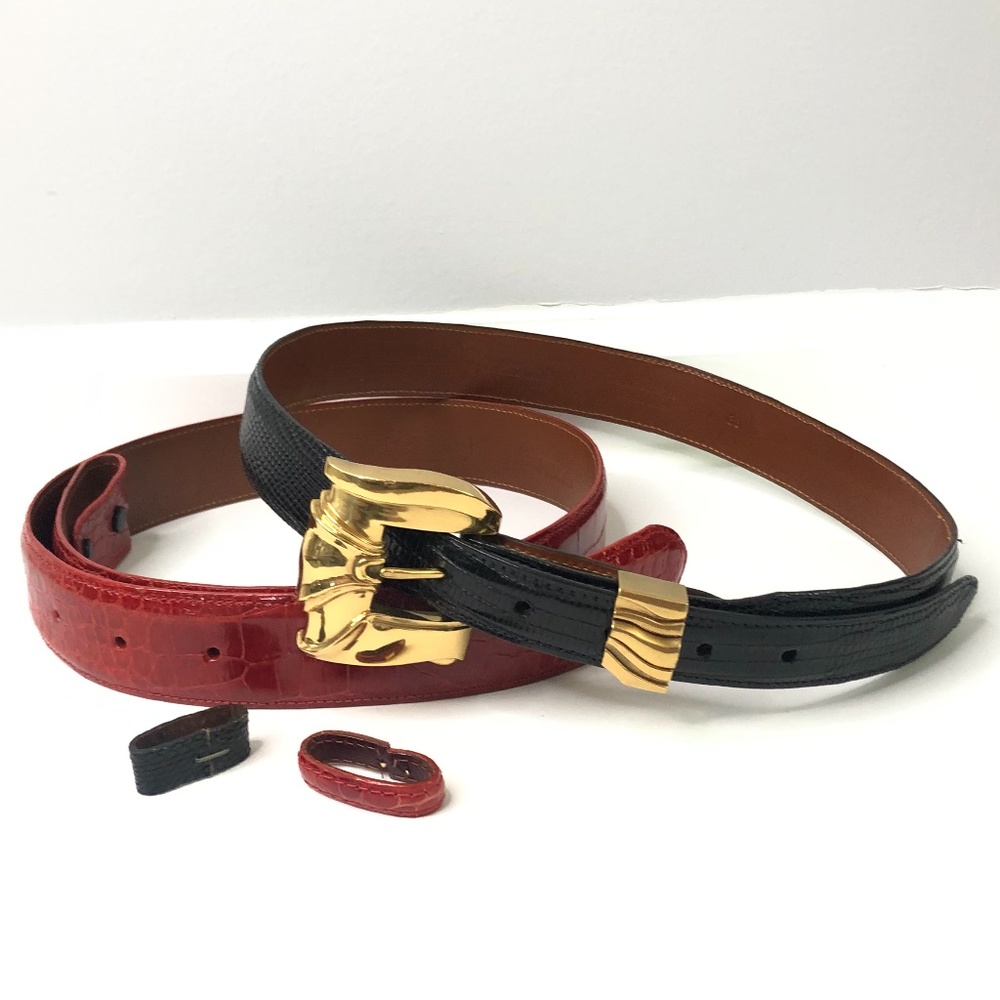 Reptilia Black Lizrd Belt & Red Alligator Belt 30